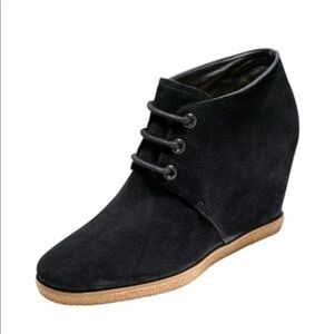 Cole Haan Leslie Suede Wedge Ankle Boot Black Size 8